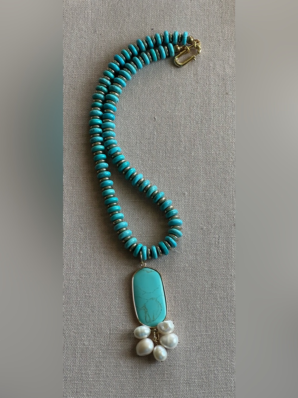 24 inch Turquoise and Pearl bead necklace NWOT - Picture 3 of 13